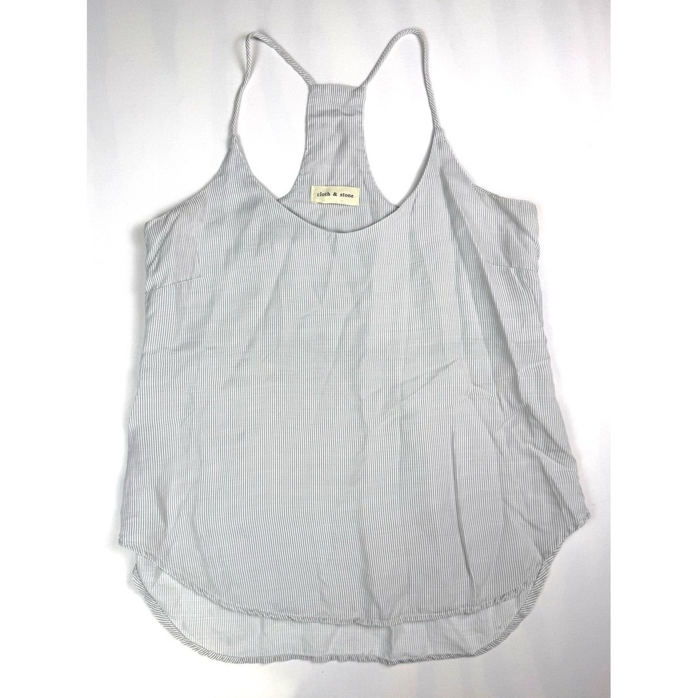 Cloth & Stone Gray White Stripe Racerback Tank Top Tencel Soft Size Small